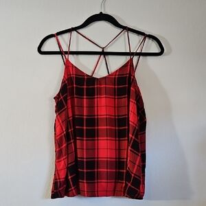 No Boundaries Red Plaid Camisole